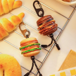 两针一线汉堡包手机挂绳钥匙包挂件服饰配饰创意男女情侣生日礼品