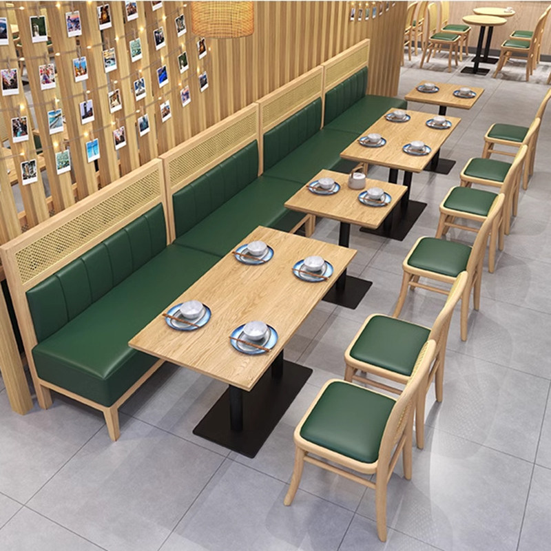 简约西餐厅编藤沙发餐吧饭店商用茶餐厅靠墙卡座日式茶楼桌椅组合