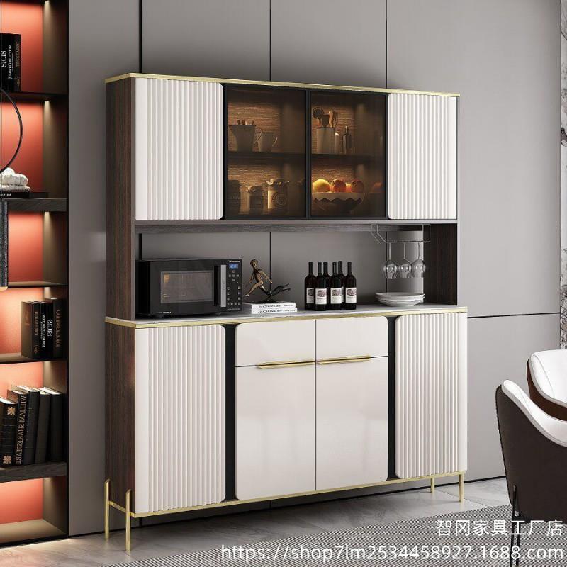 轻奢岩板餐边柜轻奢高档一体餐边柜靠墙酒店储物柜碗柜双层玄关柜