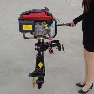 铁皮船木筏船挂机 汽油3-15马力挂桨机 手拉启动渔船自用挂桨机