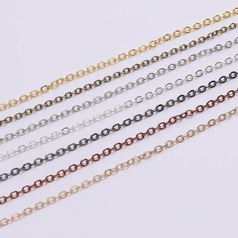 金属压扁O字链细链 1.5/2.0/2.5/3.5mmdiy饰品首饰项链十字链条