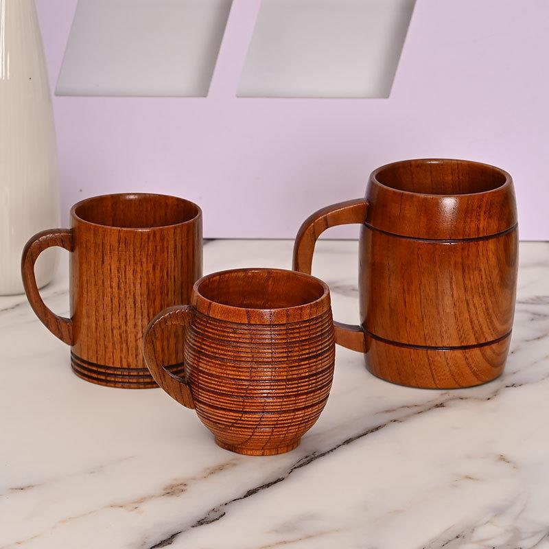 产地货源 圆形实木马克杯木制创意水杯通用保温木杯子量大价优