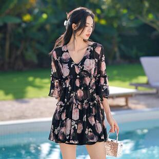 士泡遮温COX女泉套装泳衣两件式大尺码三件套绝美胖肉保守高级感