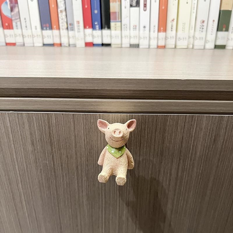 日系卡通可爱彩色动物儿童房衣柜门把手抽屉整体橱柜子单孔家俱小