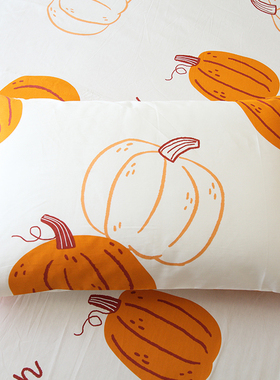 南瓜派纯棉枕套全棉枕头套一对装卡通枕芯套枕头皮枕大号48x74cm