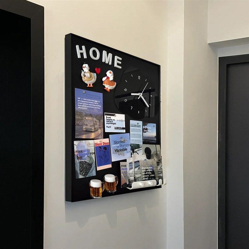 带钟表电表箱装饰画现代简约蓝色冰箱贴黑板画竖款时钟置物架挂画,家居饰品,现代装饰画,淘宝优惠券,粉丝福利购,淘宝优惠卷