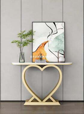 简玄代架观景台现入户玄关柜玄关台轻奢AMM岩约板玄关桌半圆端关