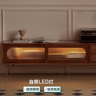 实木视柜式法复古玻璃移门物柜客电厅中古高储脚WIR家用地柜