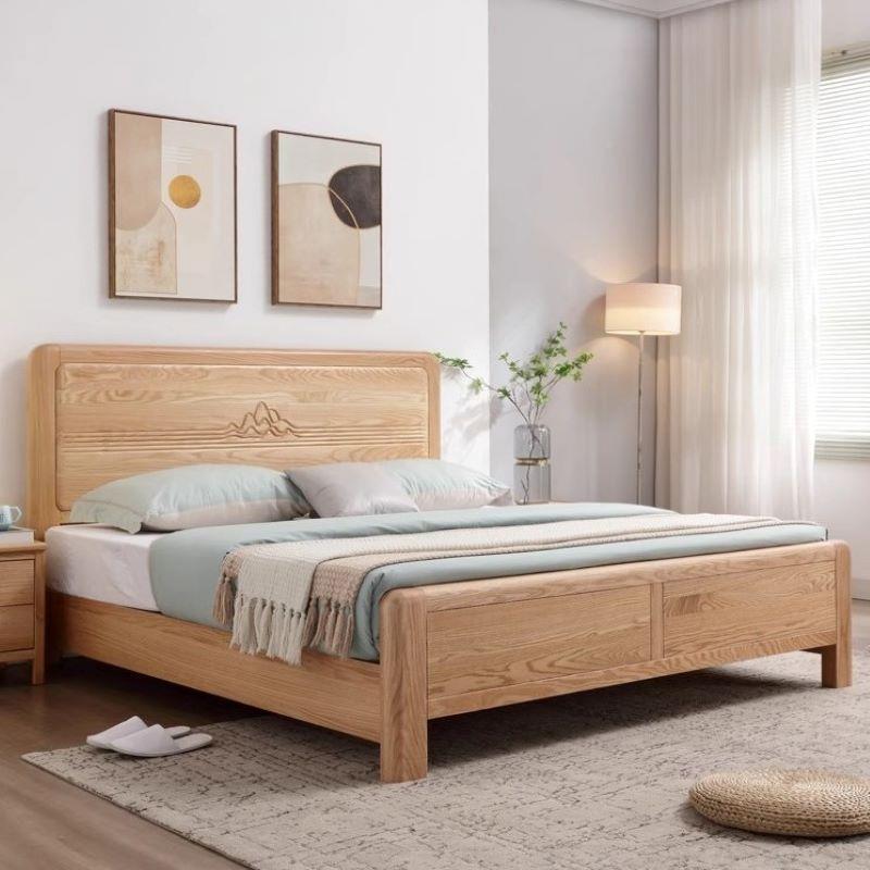 北美红橡实床1.8米双人床现代简木床约全实木5榫卯主卧1.米QOS单