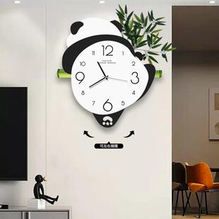 熊猫创意时厅挂墙家用钟客表静音餐厅摆挂钟简约电钟76YbGjSd视摇