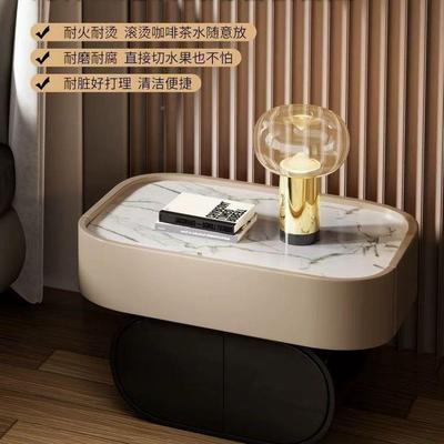 YM装免简安床头现代简约柜AUE轻奢感圆形岩板极床边小柜子创意网