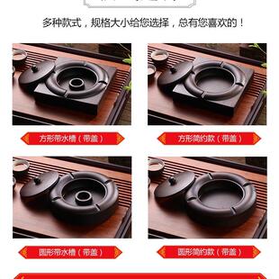 中式黑檀实木烟灰缸带盖大号意性潮流家用客厅创防飞灰定HHP个制