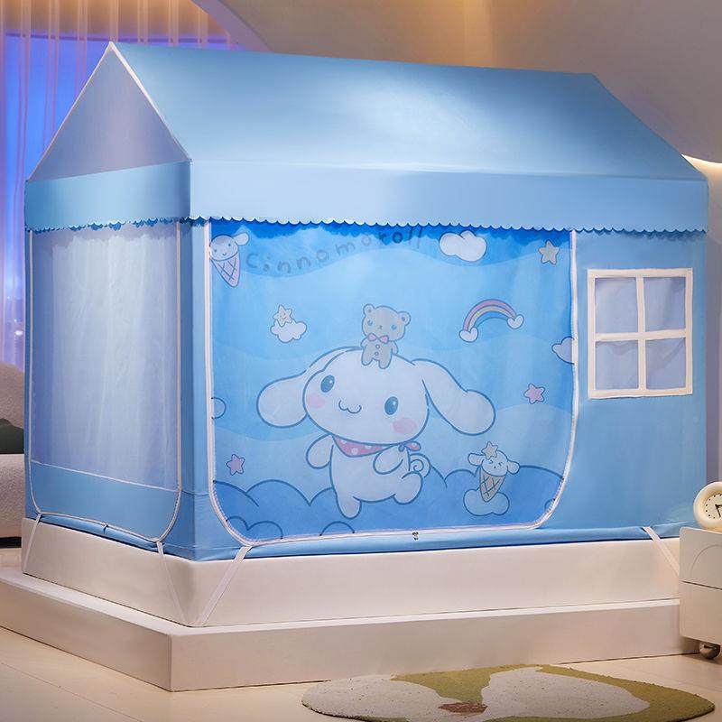 儿婴童FNJ城堡家用卡通防摔蚊帐床古帘一体儿蒙遮光包蚊帐三开门