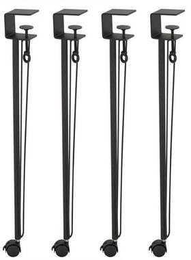 打孔带轮子可移板动电脑桌腿办公桌撑脚铁艺90餐桌脚免支支架大桌