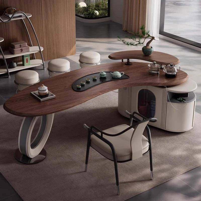 意式轻新奢中式实木茶桌设椅组合计师别家用胡桃木墅茶桌SQR弧形,鲜花速递/花卉仿真/绿植园艺,其它园艺用品,淘宝优惠券,粉丝福利购,淘宝优惠卷