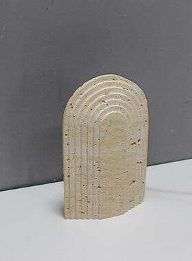 仿洞SPH石装几体摆件现代何抽象建筑型雕塑样板间书柜酒模柜饰品