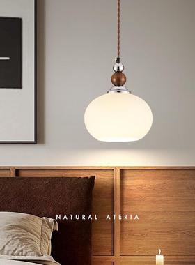 全谱奶油风卧室壁床36959头灯复吊古胡桃木光色创意实木房间小灯