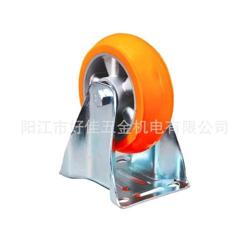 型产150X50重欧洲款铝芯圆品弧聚氨向酯P150mmU轻巧灵活定脚轮