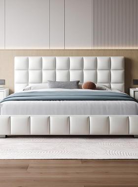 现PKG代麂包皮绒简双人床1卧.8米小户型白色约储物软床网红主室婚