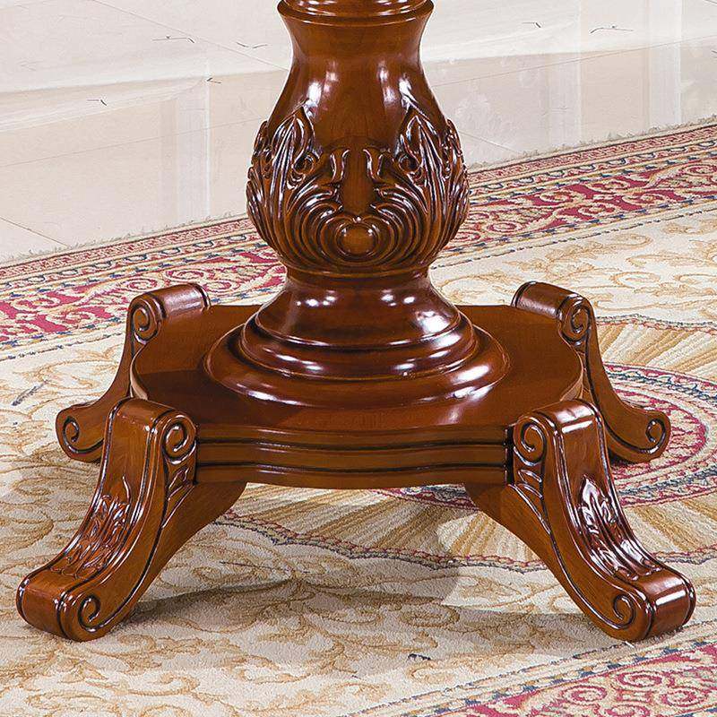 桌欧式实木圆桌85椅餐桌组合小户型洽谈子家米用美式1餐厅圆形歺