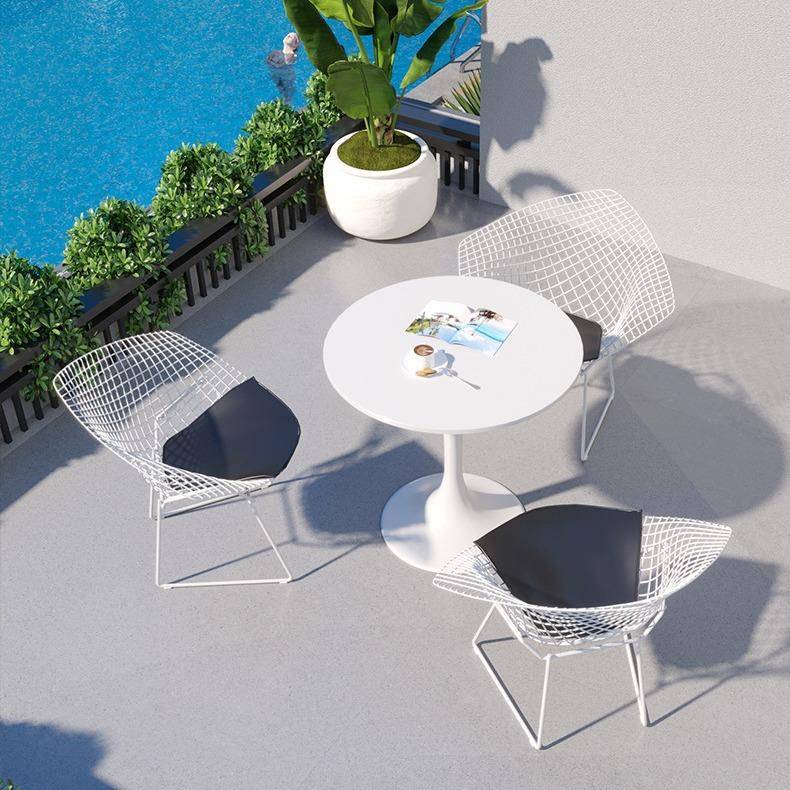 户外桌椅组合简约创意FLX003庭院阳台客会露天红网铁艺圆桌椅闲子
