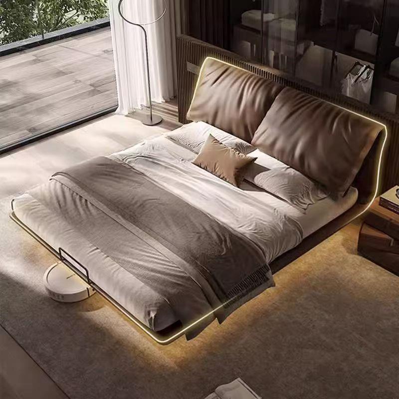 现代简约悬浮床包轻奢意式极简灯1米DDO.8米双人床1.5软床家带居