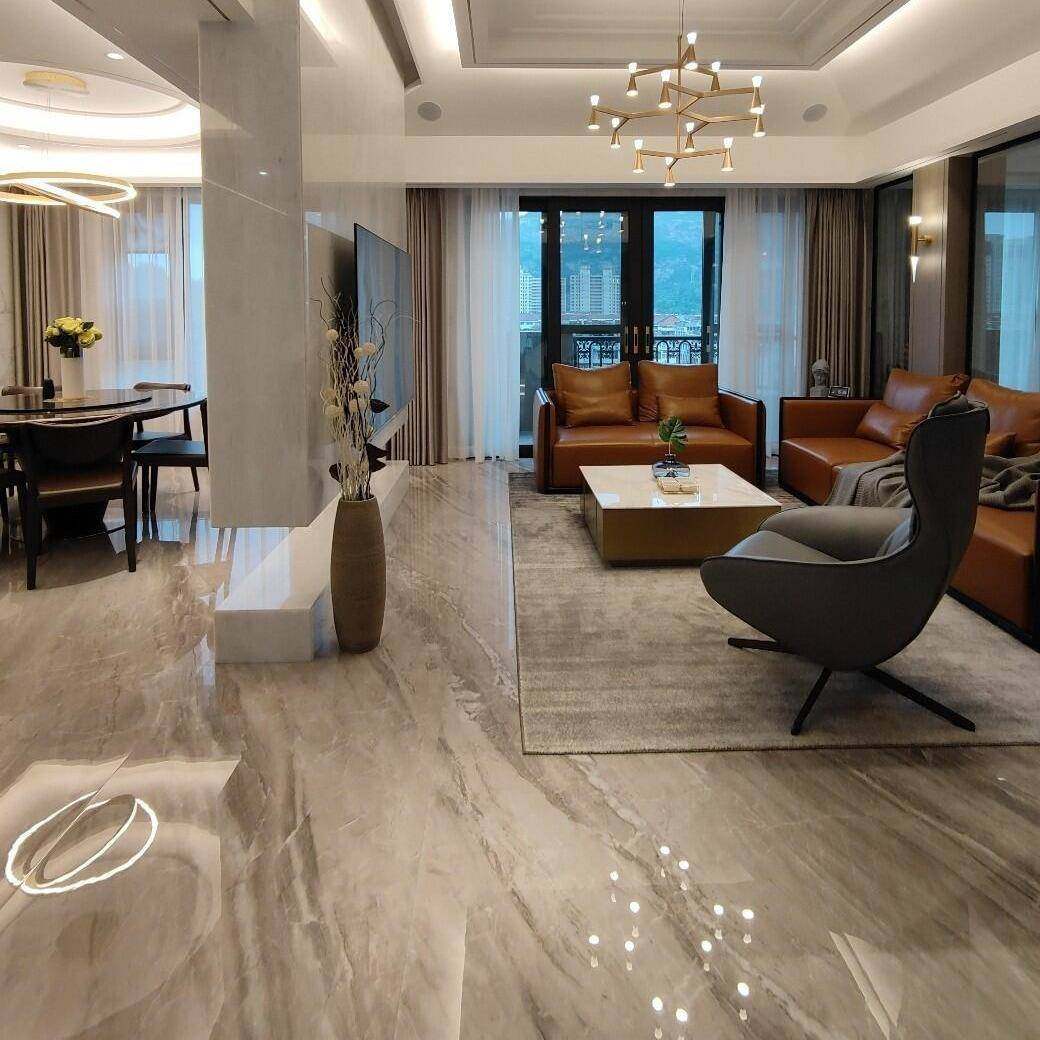 简系大理石瓷砖密缝铺贴无限大理石板连纹900X砖1800地列岩客厅背