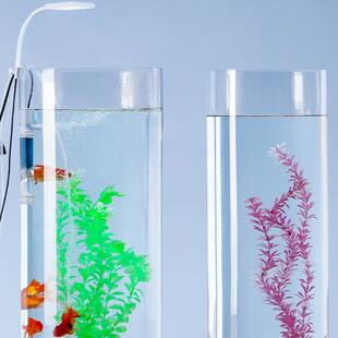 灯包邮圆形鱼缸客厅桌面型小金鱼缸带超长水ONU草缸圆柱形养玻鱼