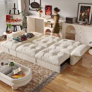 A10L红晟奶油风云朵发沙可折功叠两用客厅小户型多能可伸缩HS2056