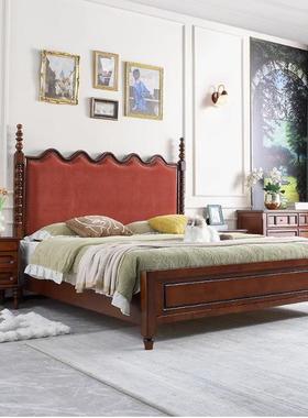 法式复古全实木床美式乡古村双主人床中风软代包床现简CTI约储物