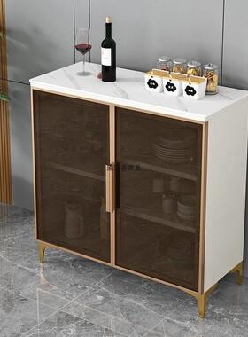 新款轻奢岩边板TUD餐客厅茶水柜酒靠墙一体多功能厨房碗橱收纳柜