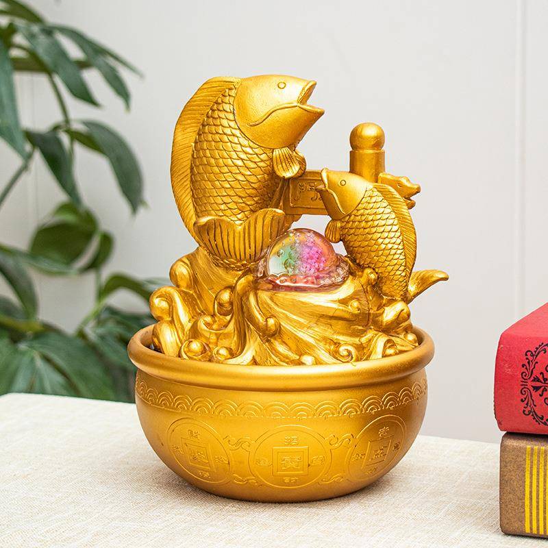 中式金蟾流水桌面摆件喜庆新加湿器循环水ERK书办公桌饰房装金鱼