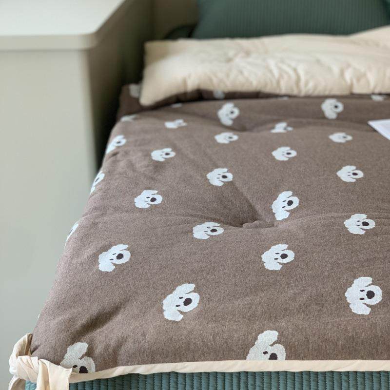 25秋冬新款韩版可爱小单耳朵全棉色织双针织棉春HT秋被人被芯可水