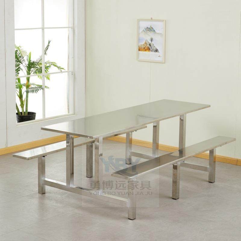 学校堂连体EFT工餐桌工厂员餐厅不锈钢餐食桌椅餐4人6人8人桌椅组