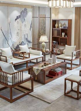 乌新式沙发现代实木简约罗汉床小户型金木酒店样房中wy002020客厅