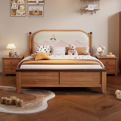 童实木HSK床女孩青年1米5小户型1.35单人床米儿1米2卧室储物床一