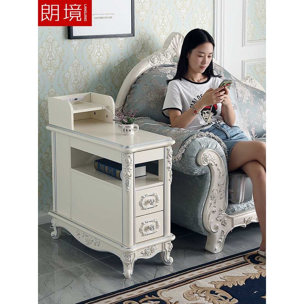 欧式沙发边柜客厅边几创意USB充电多功能储物收纳柜电话休闲茶几