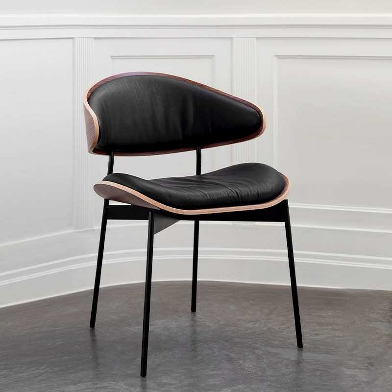 JNLEZI 北欧实木真皮餐椅/德国Luz chair/设计师more意式极简书椅