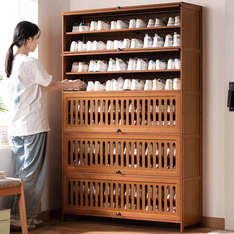 透气鞋柜家用门口走廊收纳鞋架子一体多层带门简易靠墙落地出租屋