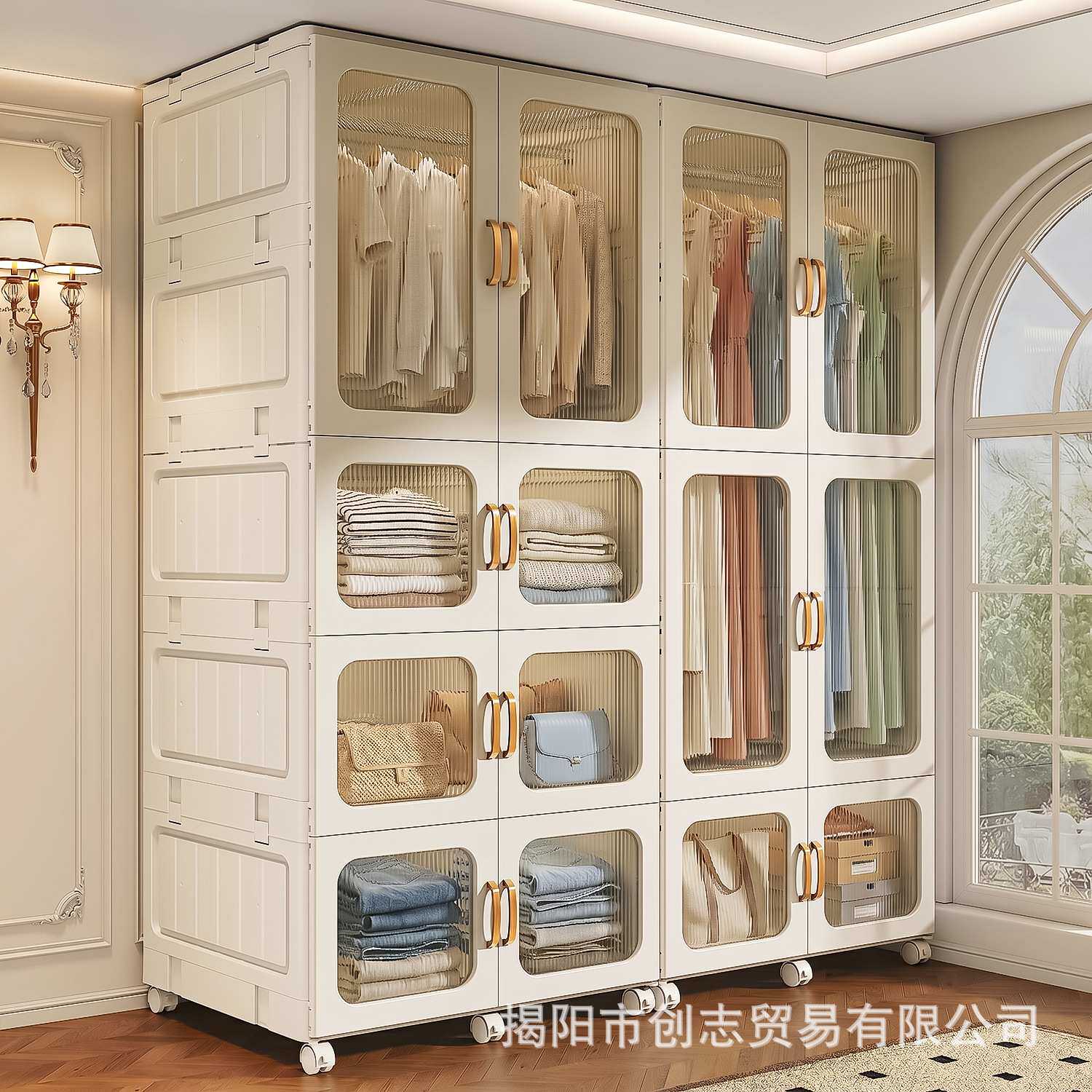 免安装折叠简易超大号成人衣柜家用可移动带滚轮租房组装衣橱收纳