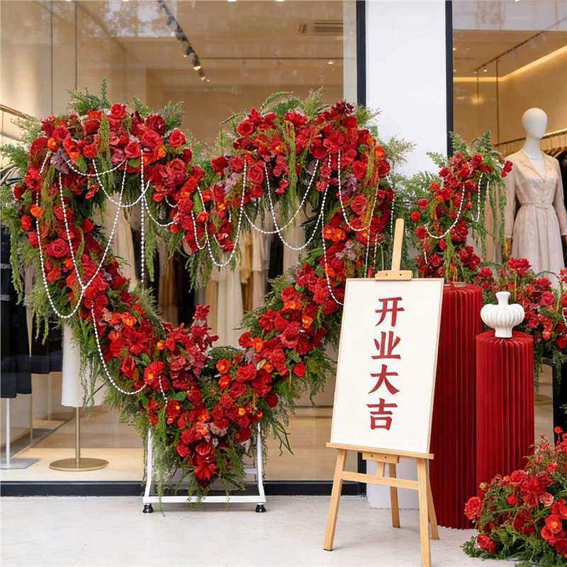 情人节花束爱心拱门心形铁艺摆件舞台婚庆道具户外布置浪漫表白