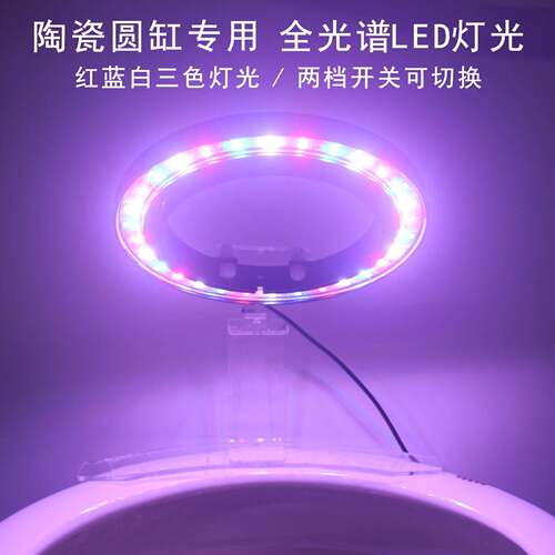 圆形水缸鱼盆水草照明灯光全光谱LED可调白光彩灯陶瓷圆缸大圆灯