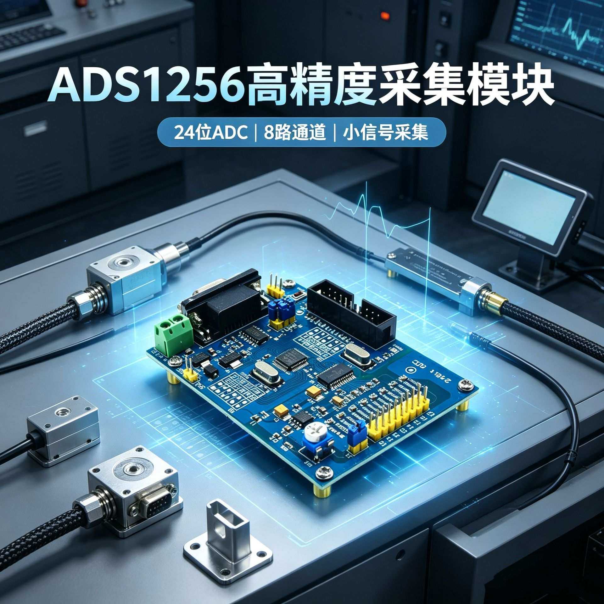 ADS1256采集模块24位高精度8通道ADC模数转换应变称重传感器数据