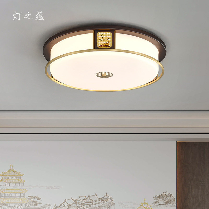 灯之蕴新中式吸顶灯全铜实木中国风禅意客厅灯大气卧室灯新款
