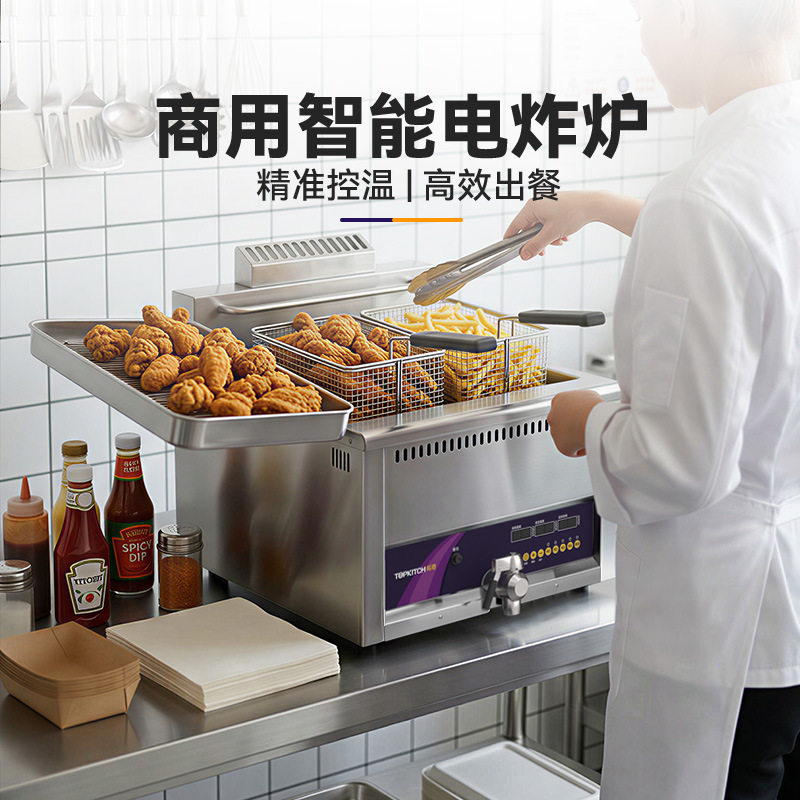 拓奇电炸炉商用油炸机单缸大容量电炸锅炸薯条油条鸡排串串油炸锅