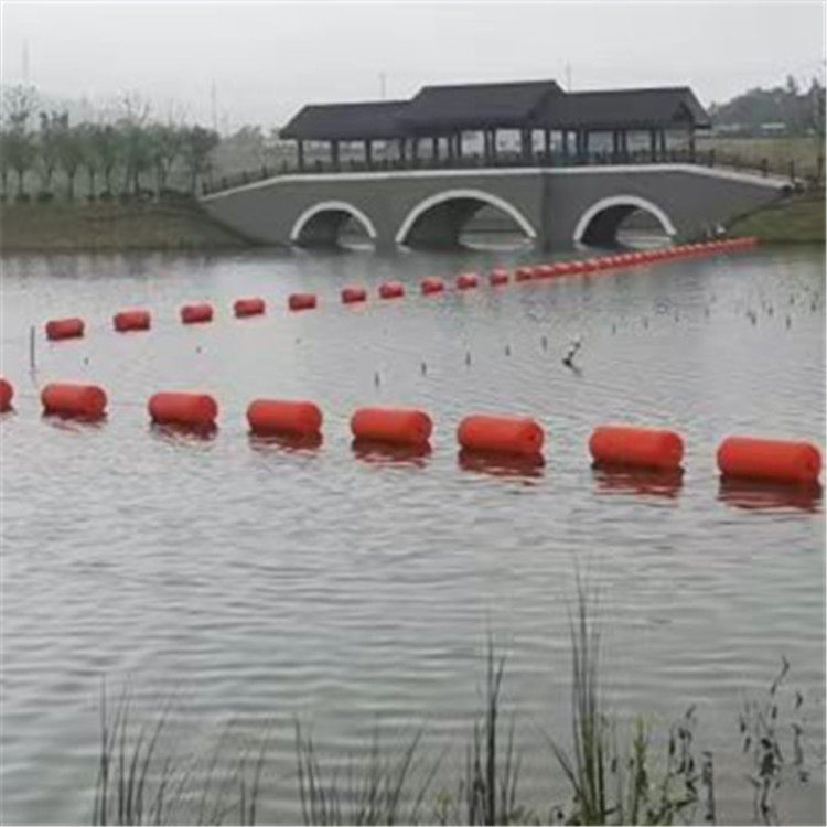 滚塑拦河索航道抬揽浮来图设计400*1000河道拦污带浮筒带钢丝绳
