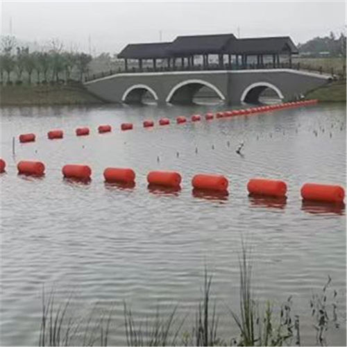 滚塑拦河索航道抬揽浮来图设计400*1000河道拦污带浮筒带钢丝绳