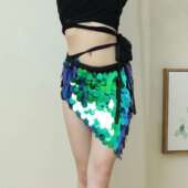 肚皮舞腰链臀巾裙性感亮片夏初学者练功服演出服女