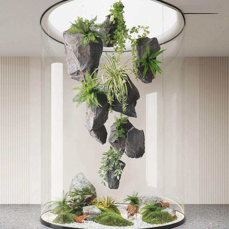 石头摆件PU悬挂假石头假山室内造景装饰悬浮泡沫塑石头景观