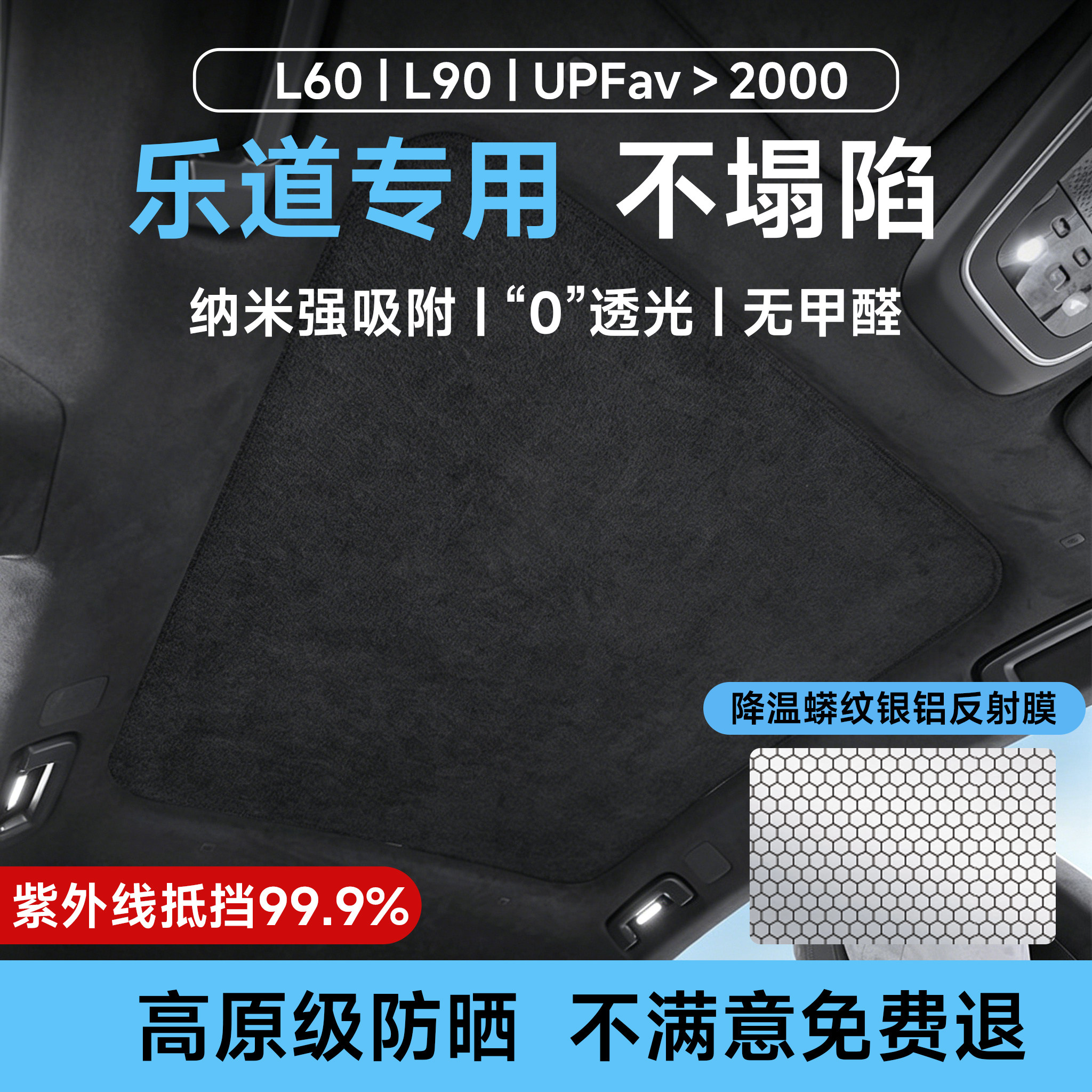 适用乐道L60/L90天窗遮阳帘矽胶静电吸附式全景天幕隔热遮阳挡顶